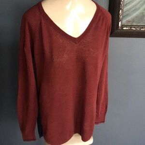 Madewell rust/navy colorblock baseball style swter
